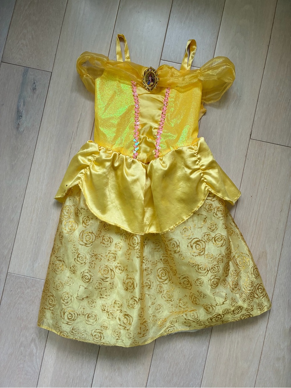 Disney Yellow Princess Belle-Style Costume Dress EUC Size 4-6